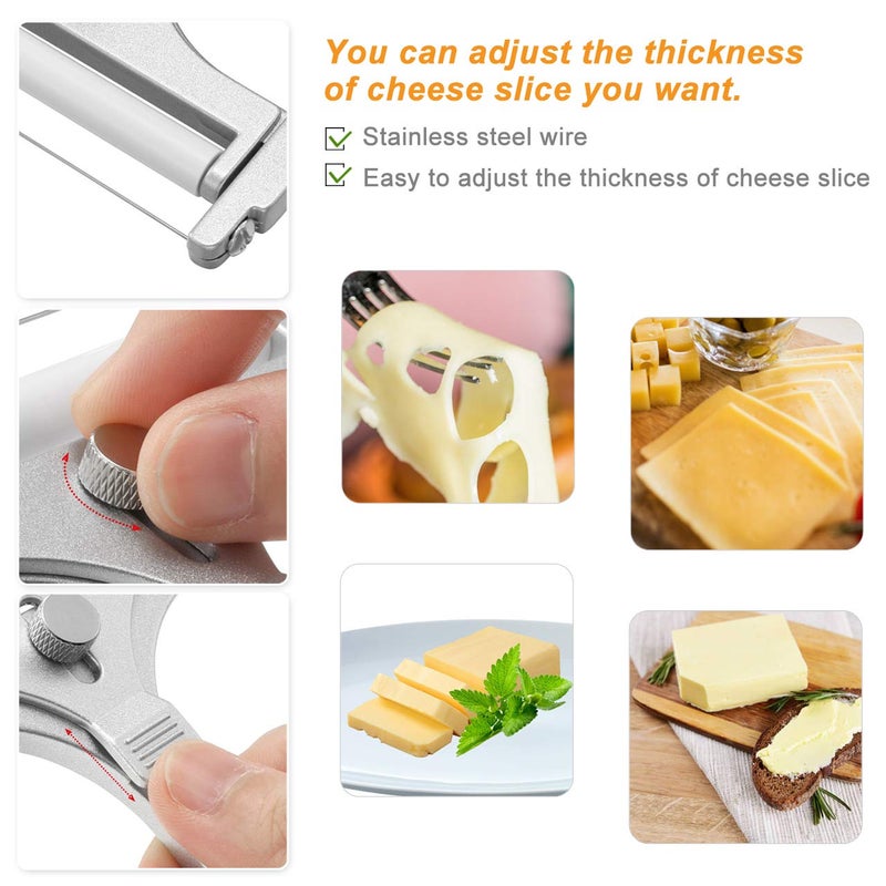 WarmHut Cheese Slicer with Wire, WarmHut Stainless Steel Cheese Slicer Set and Cheese Cutter Plane for Soft, Semi-hard, Hard Cheeses Kitchen Tool, Set of 2 - Image 4